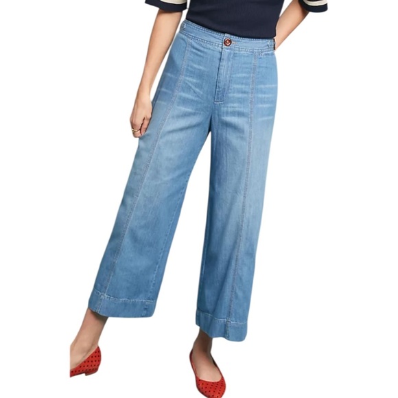 ANTHROPOLOGIE Women’s Pilcro Ultra High-Rise Cropped Wide-Leg Jeans - Picture 1 of 16